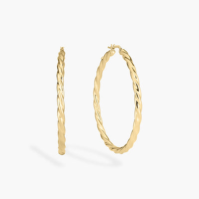 Roberto Coin Designer Gold Medium Twisted Hoop Earrings - 55mm - Roberto Coin product