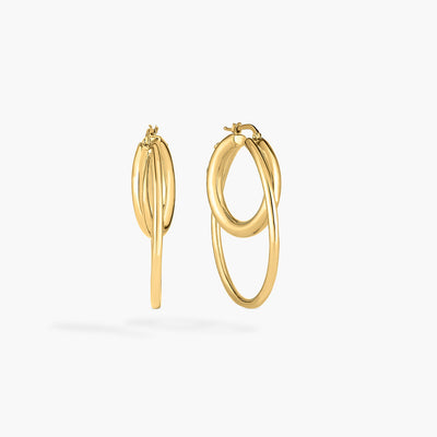 Roberto Coin Designer Gold Medium Double Hoop Earrings in 18K Yellow Gold - Roberto Coin product