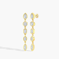 Mixed-Shape Diamond Bezel-Set Dangle Earrings