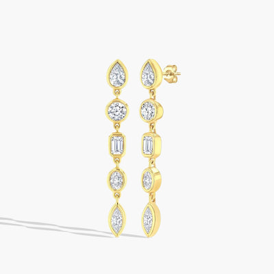 Mixed-Shape Diamond Bezel-Set Dangle Earrings - Private Label product