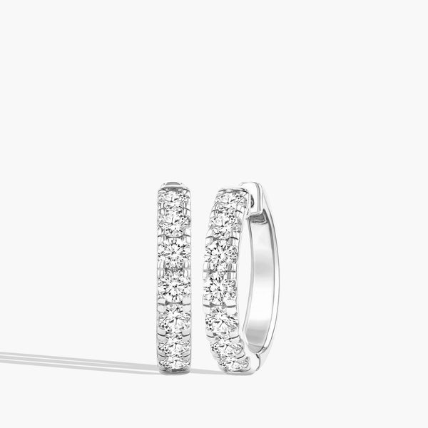 2 Carat Chunky Diamond Hoop Earrings - 1"