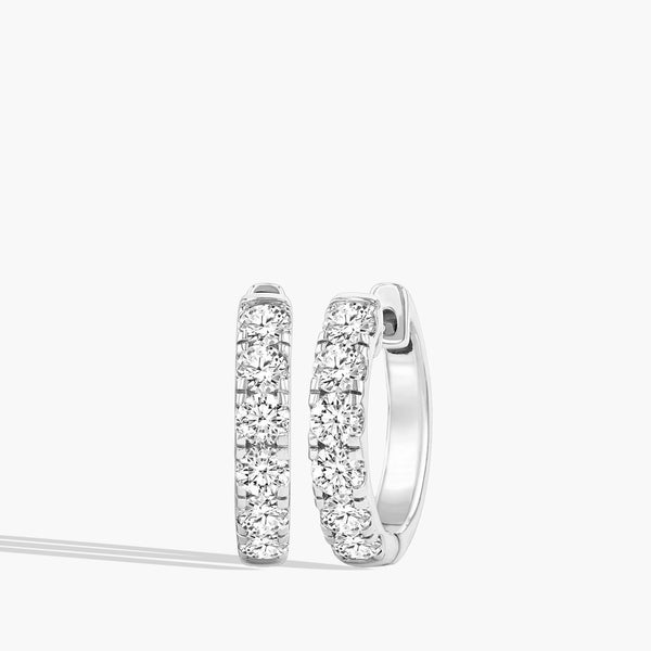1 Carat Chunky Diamond Hoop Earrings - .75"