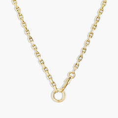 18" Yellow Gold Rolo Chain Charm Necklace
