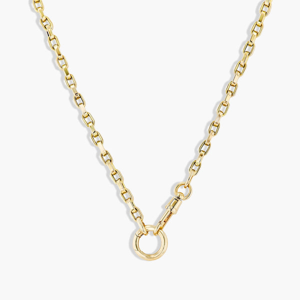 18" Yellow Gold Rolo Chain Charm Necklace