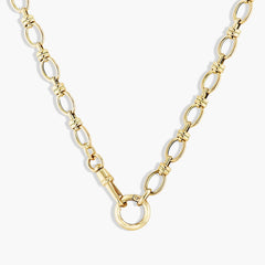 Yellow Gold Oval Link Charm Necklace