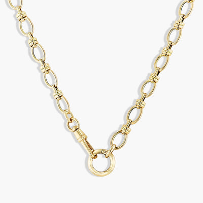 Yellow Gold Oval Link Charm Necklace - Private Label product