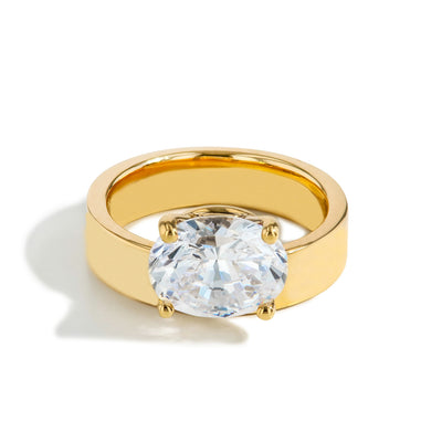 Cigar Band Floating Oval Engagement Ring Setting - Private Label product