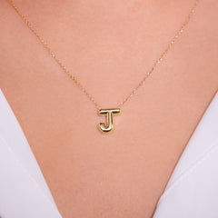 Bubble Letter Initial Pendant Necklace
