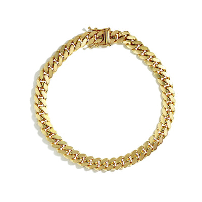 Solid Gold Miami Cuban Link Chain Bracelet - 7mm - Private Label product