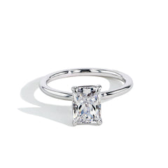 Round Ultra Thin Solitaire Engagement Ring Setting in Platinum