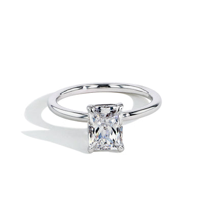Radiant Ultra Thin Solitaire Engagement Ring Setting in Platinum - Private Label product