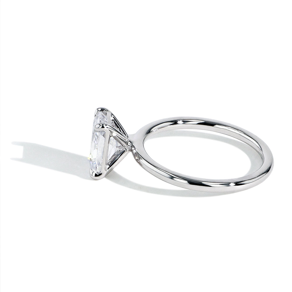 Oval Ultra Thin Solitaire Engagement Ring Setting in Platinum