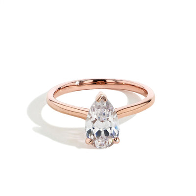 The Pear Solitaire Engagement Ring in Rose Gold - Private Label product