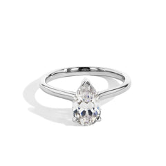 The Pear Solitaire Engagement Ring in White Gold