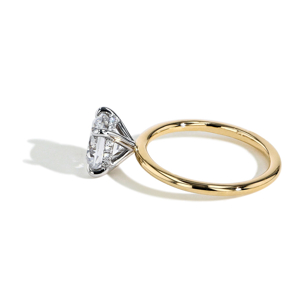 Ultra Thin Emerald Cut Hidden Halo Engagement Ring Setting in Platinum