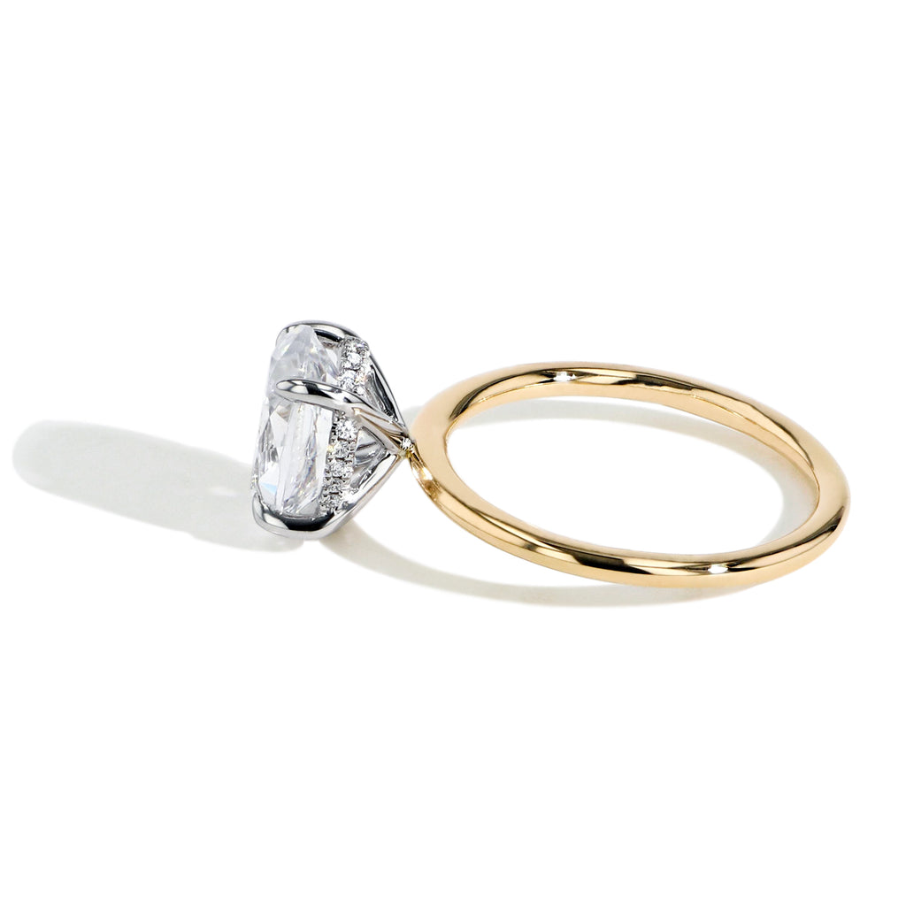 Ultra Thin Emerald Cut Hidden Halo Engagement Ring Setting in Platinum