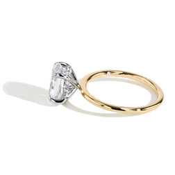Oval Ultra Thin Hidden Halo Engagement Ring Setting in 14K Yellow Gold