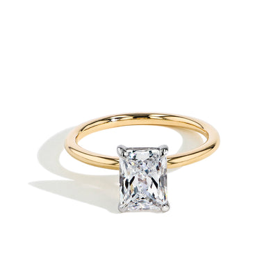 Radiant Ultra Thin Solitaire Engagement Ring Setting in Yellow Gold - Private Label product