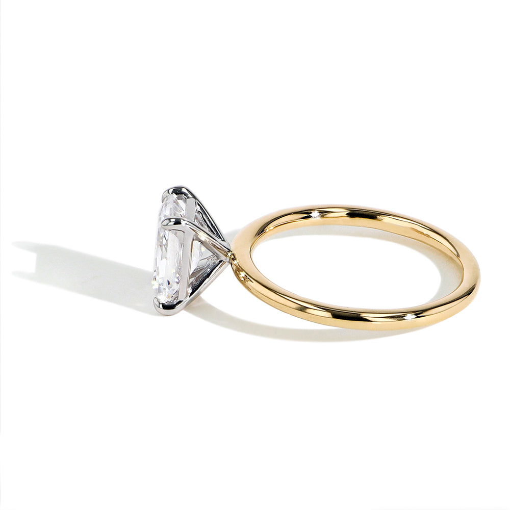 Radiant Ultra Thin Solitaire Engagement Ring Setting in Yellow Gold
