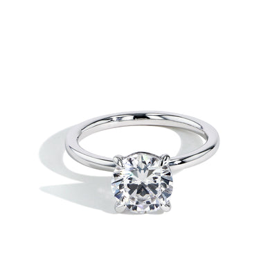 Round Ultra Thin Solitaire Engagement Ring Setting in Platinum - Private Label product