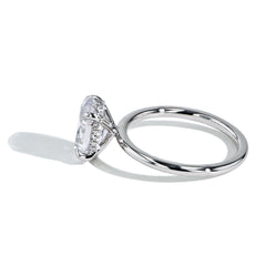Round Ultra Thin Hidden Halo Engagement Ring Setting in Platinum