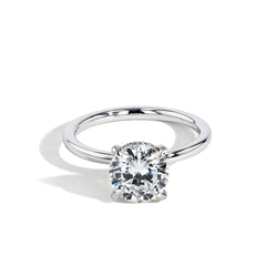 Ultra Thin Emerald Cut Hidden Halo Engagement Ring Setting in Platinum