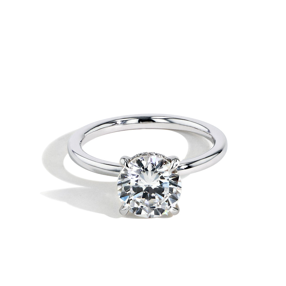 Ultra Thin Emerald Cut Hidden Halo Engagement Ring Setting in Platinum