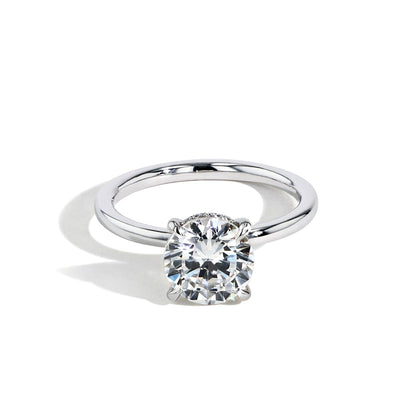 Round Ultra Thin Hidden Halo Engagement Ring Setting in Platinum - Private Label product