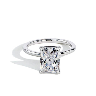 Large Radiant Ultra Thin Solitaire Engagement Ring Setting in Platinum - Private Label product