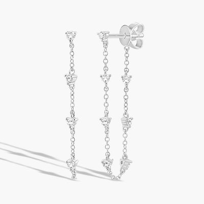 Private Label Gold Diamond Chain Dangle Stud Earrings - Private Label product