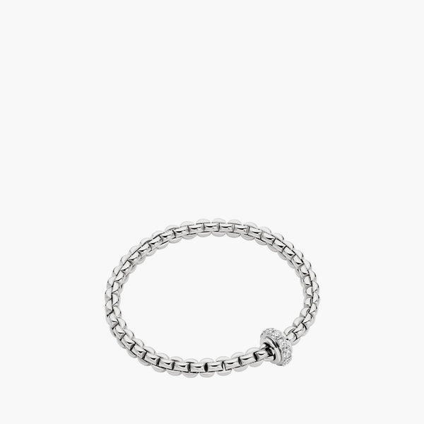 FOPE White Gold EKA Bracelet With Large Diamond Pave Rondel