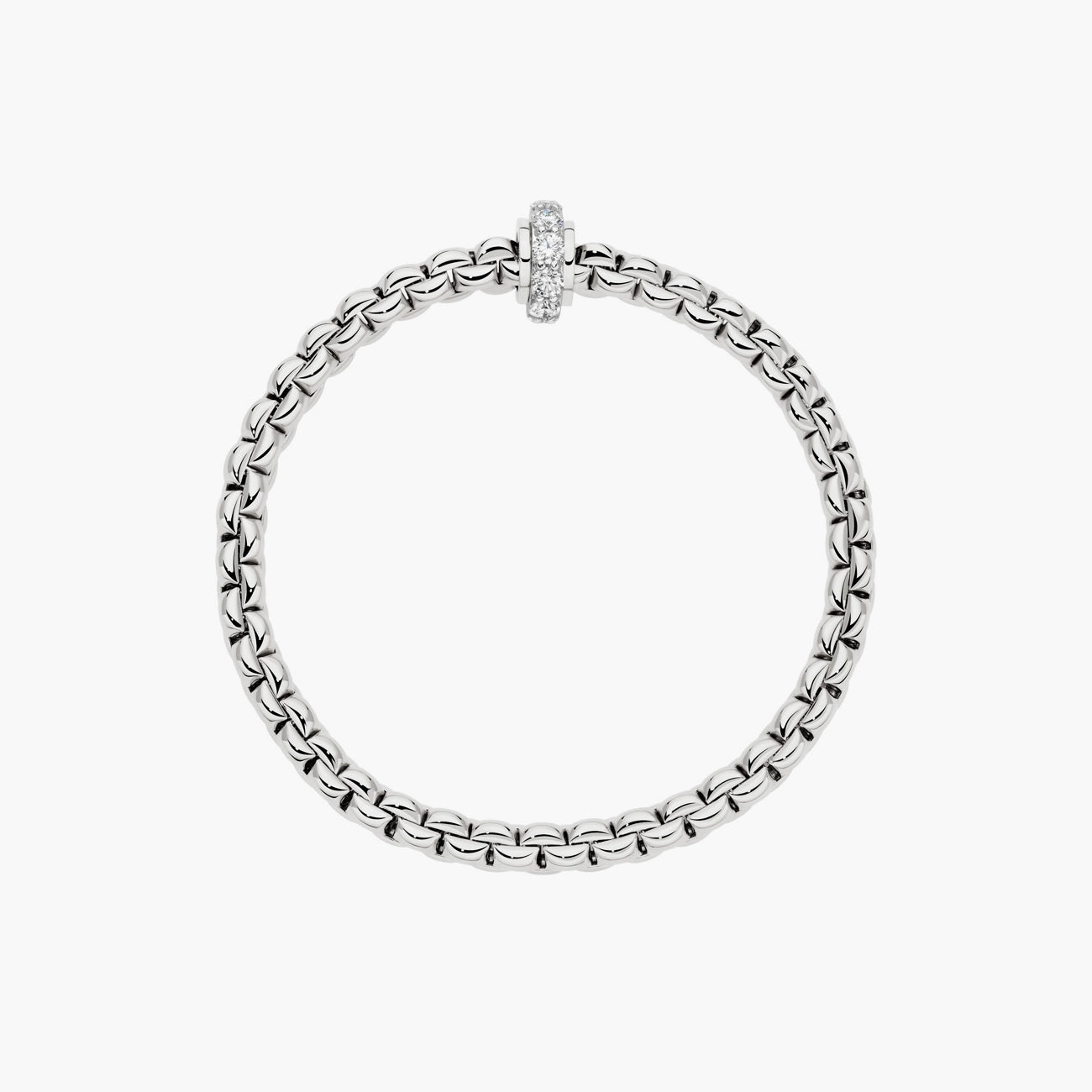 FOPE White Gold EKA Bracelet With Large Diamond Pave Rondel
