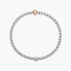 Fope EKA 18K White and Rose Gold Diamond Set Rondel Bracelet
