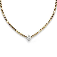 Fope Eka Tiny Yellow Gold Round Diamond Station Necklace