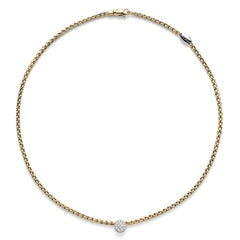 Fope Eka Tiny Yellow Gold Round Diamond Station Necklace