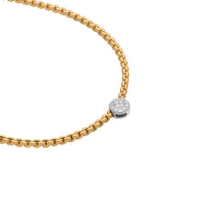 Fope Eka Tiny Yellow Gold Round Diamond Station Necklace
