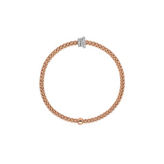 Fope Flex It Prima Rose Gold Diamond Rondel Bracelet