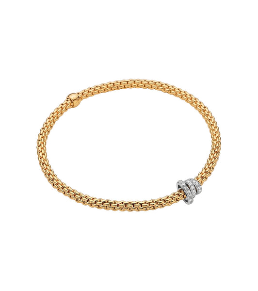 Fope Flex It Prima Yellow Gold Diamond Rondel Bracelet