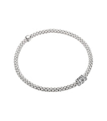 Fope Prima White Gold Dew Drop Diamond Rondel Station Bracelet