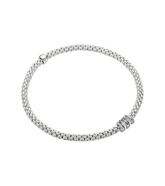 Fope Prima White Gold Dew Drop Diamond Rondel Station Bracelet
