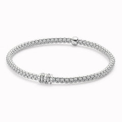 Fope Prima White Gold Dew Drop Diamond Rondel Station Bracelet