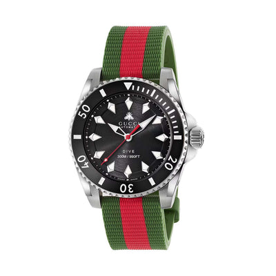 Gucci Dive Black Bee Watch with Green Rubber Strap - 40mm - Gucci product