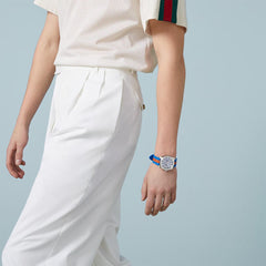 Gucci Dive Black Dial Bee Watch with Blue Rubber Strap - 40mm