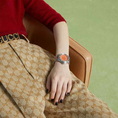 Gucci Dive Stainless Steel Orange Dial Bee Watch - 40mm