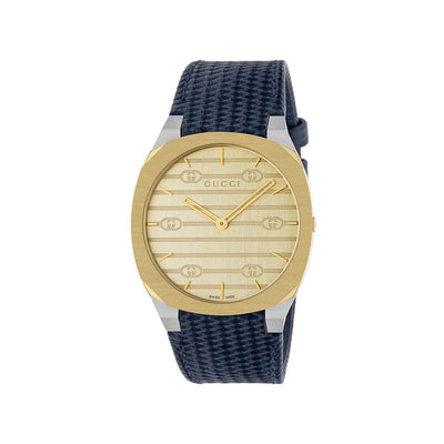 Gucci 25H Two-Tone Watch with Blue Leather Strap - 38mm - Gucci product