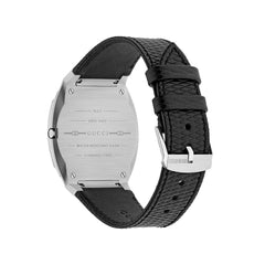 Gucci 25H Stainless Steel Watch with Black Leather Strap - 34mm