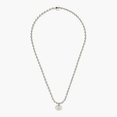 Gucci Interlocking Silver Boule Chain Necklace with Blue Enamel