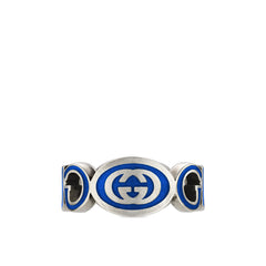 Gucci Interlocking Blue Enamel Ring