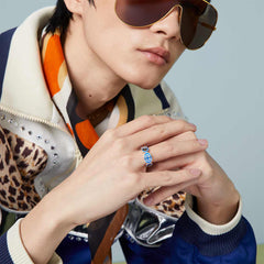 Gucci Interlocking Blue Enamel Ring