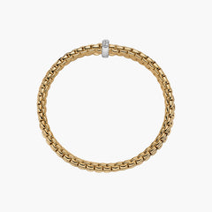 Fope Eka Flex'It Gold Triple Mesh Diamond Pavé Bracelet